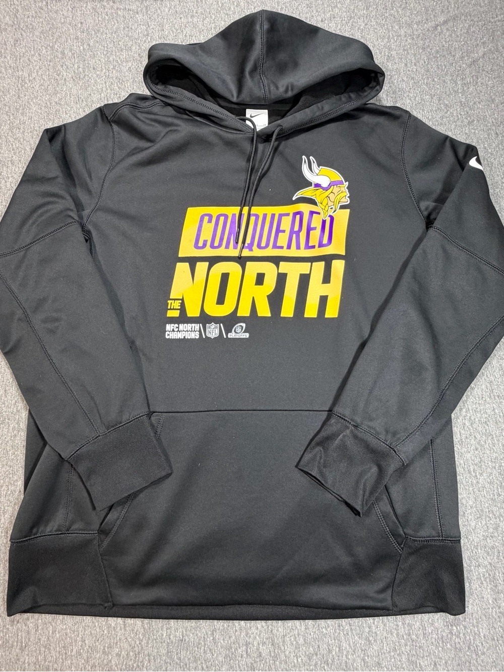Minnesota Vikings Nike NFL Hoodie Mens XL Conquered the North Black Sweatshirt